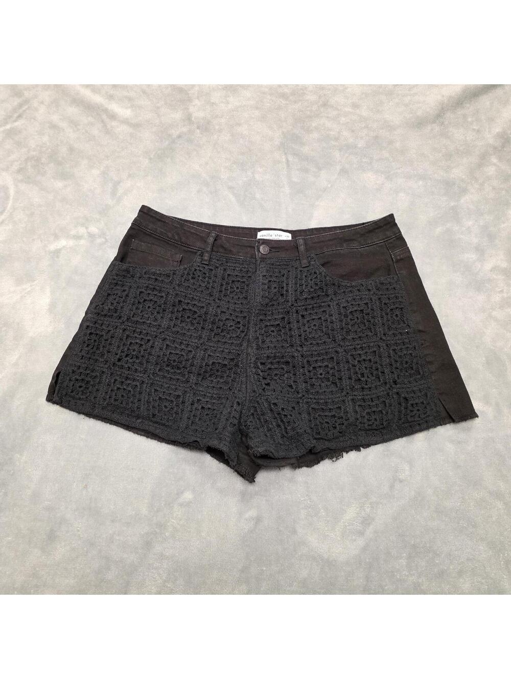 Vanilla Star Black Crochet Whimsigoth Grunge Shorts sz 11